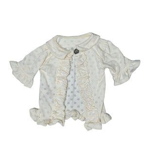 Persnickety NWT white off white polka dot cardigan ruffle sweater sz 12-18 month